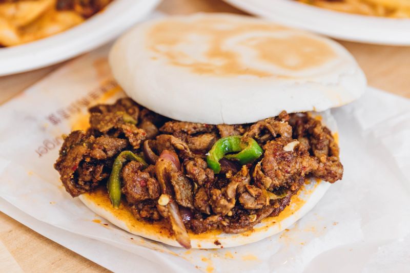 Xi’an Famous Foods Spicy Cumin Lamb Burger