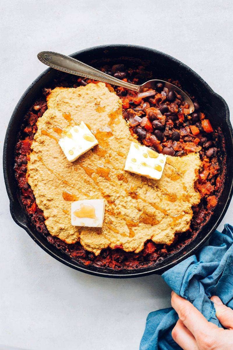 Chicken and Black Bean Cornbread Skillet