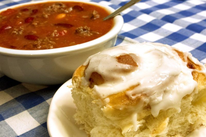 Chili with cinnamon rolls