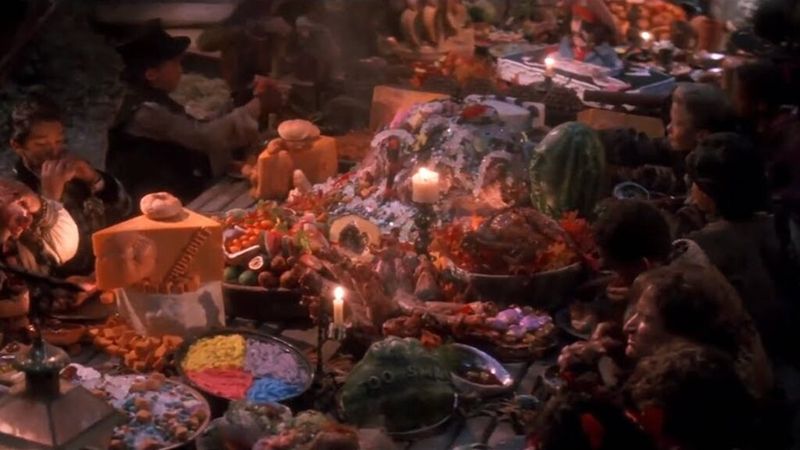 The giant banquet spread (Hook)