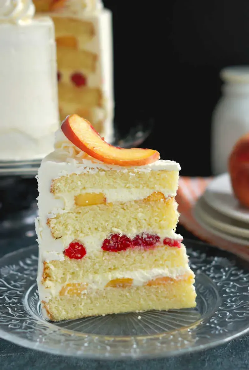 Peach Melba Sponge Cake