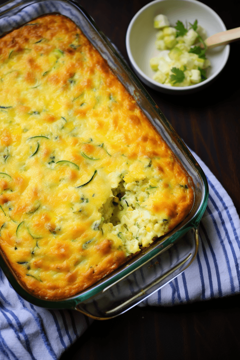 Zucchini And Cornbread Topped Casserole