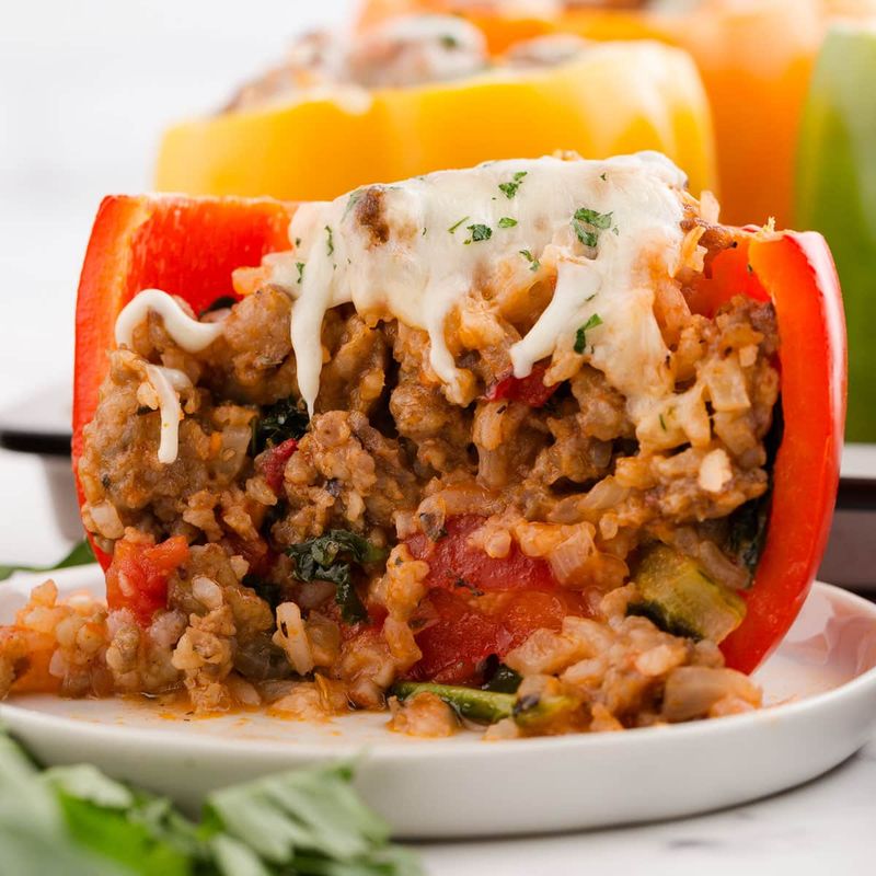 Turkey Sausage Stuffed Peppers
