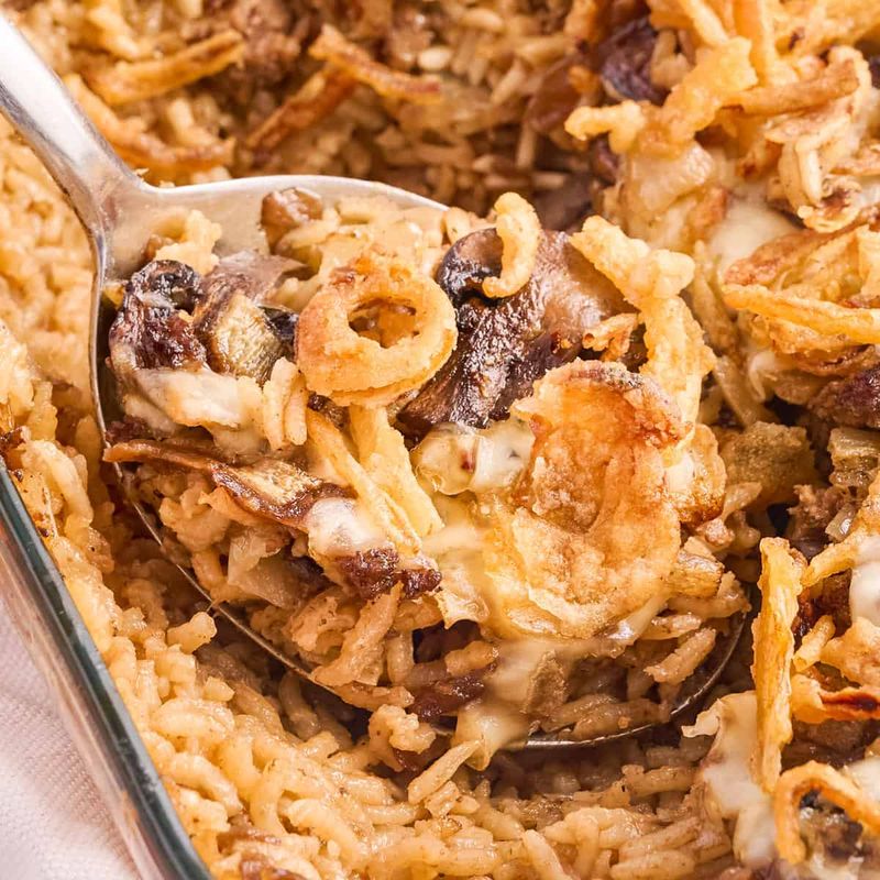 French Onion Beef and Rice Bake