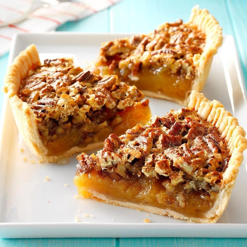 Pecan Pie Slices Cold from the Fridge