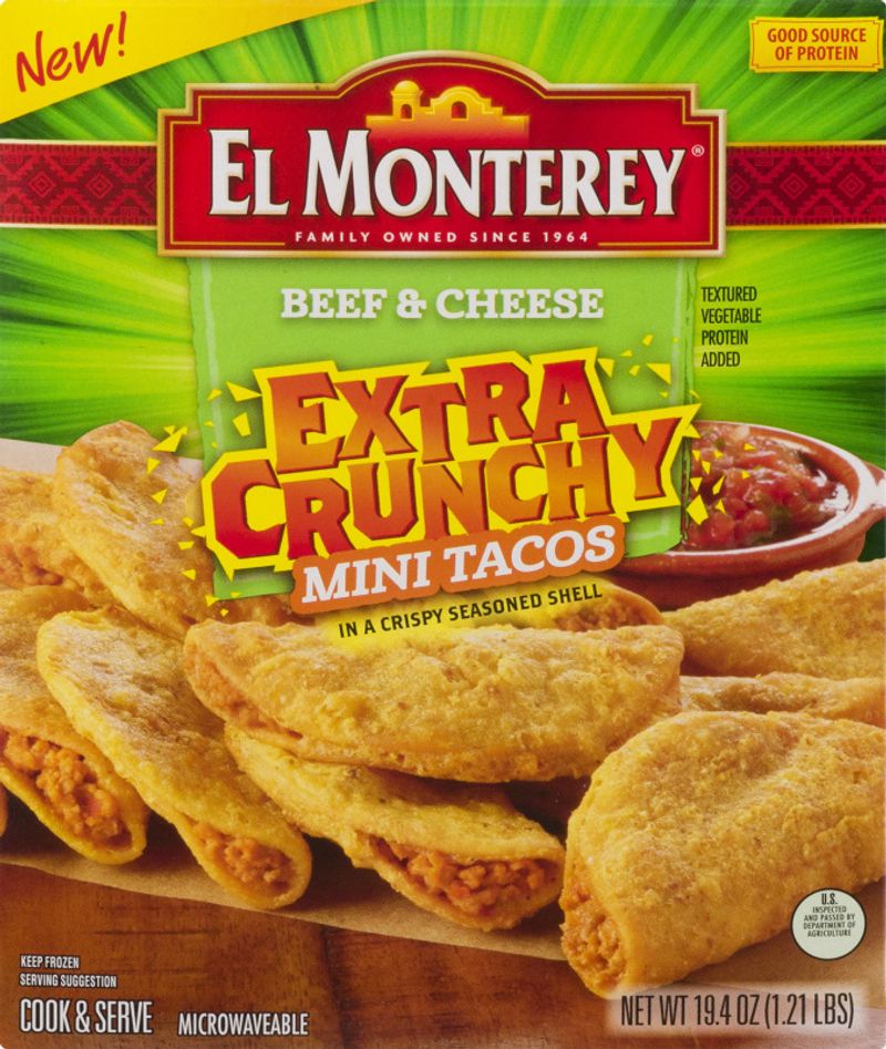 El Monterey Extra Crunchy Beef and Cheese Mini Tacos