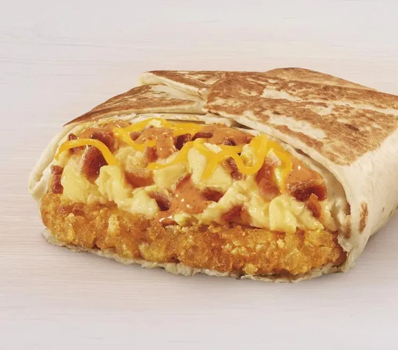 Taco Bell Breakfast Crunchwrap with Egg and Bacon