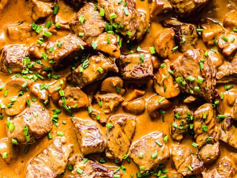 Creamy Mushroom Steak Bites