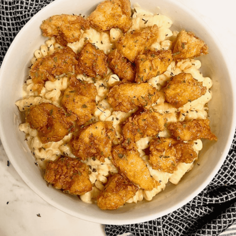Four-Cheese Mac And Cheese With Honey Pepper Chicken