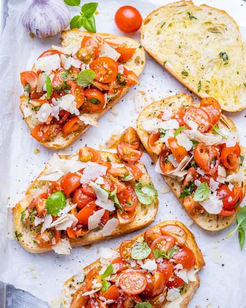 Garlic Bread With Bruschetta Topping