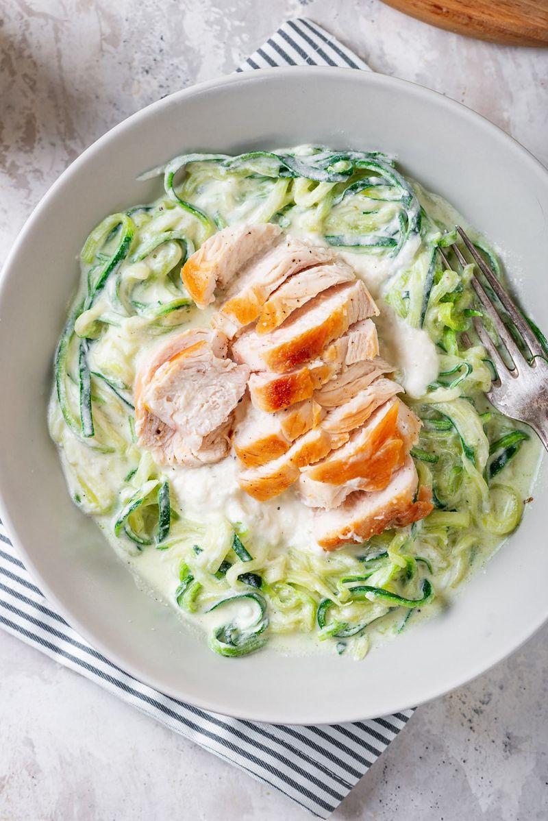Chicken Alfredo Zoodle Skillet