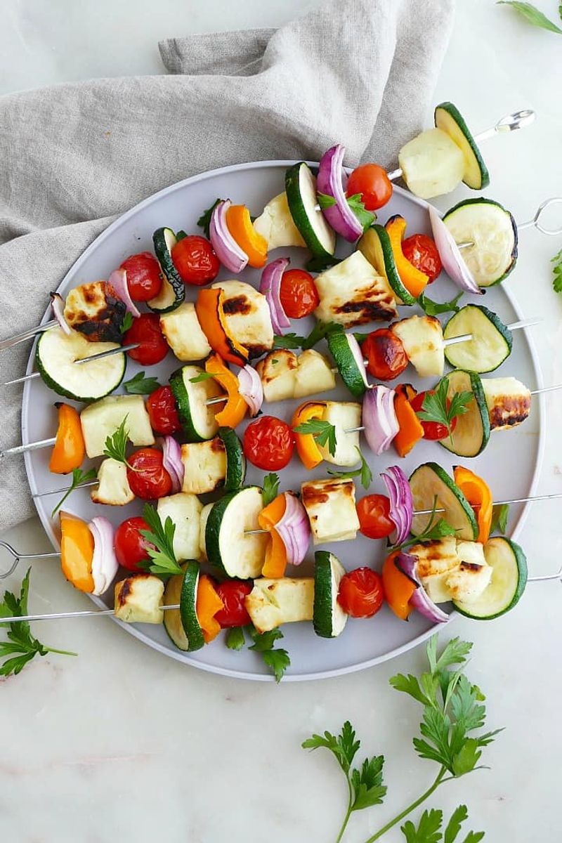Halloumi And Vegetable Kebabs