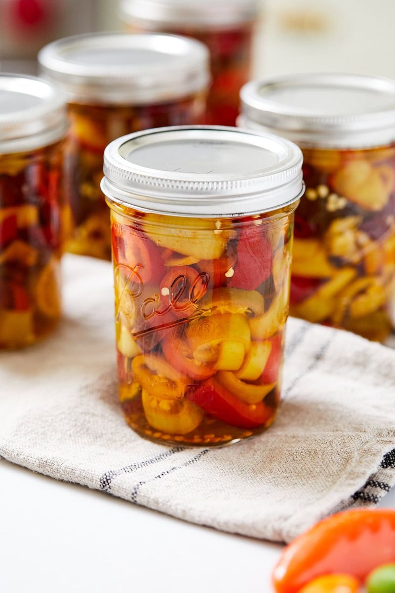 Marinated veggies in little tubs