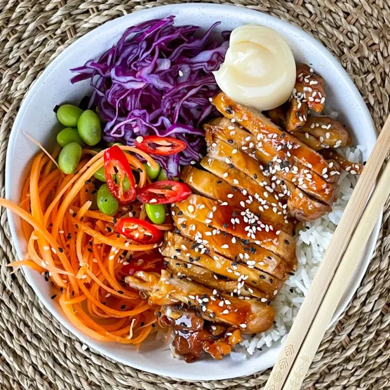 Rice bowl bar (teriyaki or Mediterranean)