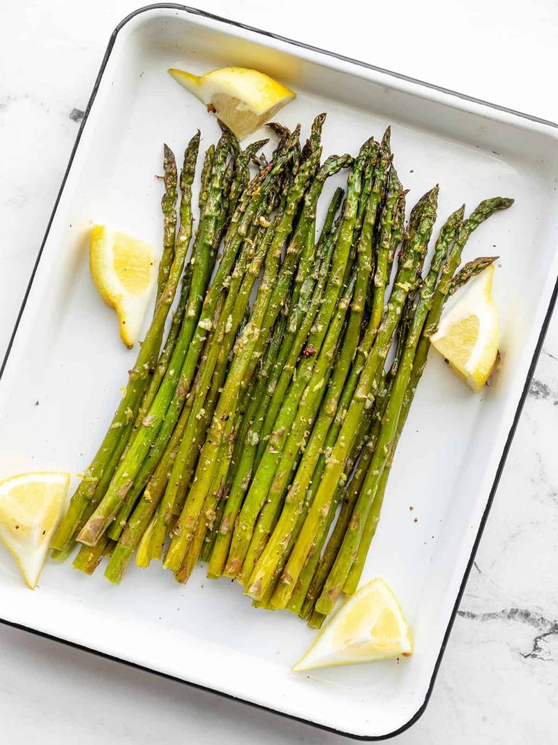 Lemon-garlic roasted asparagus