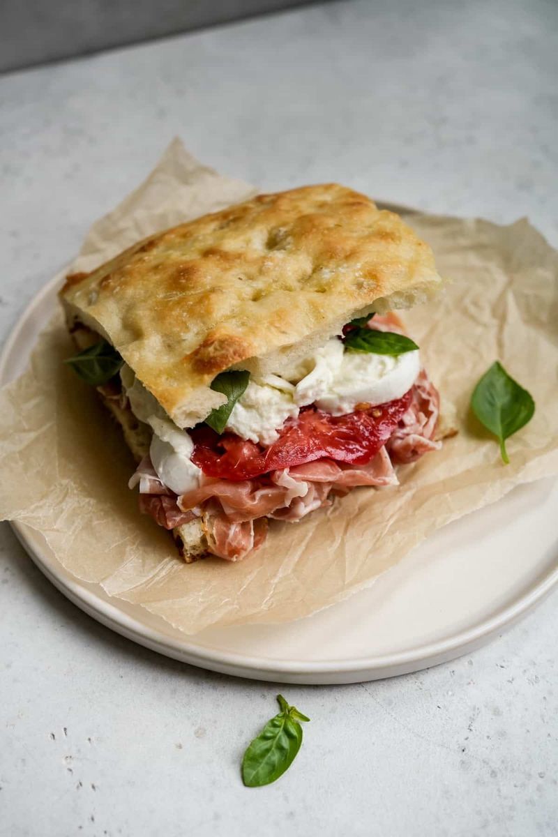 Focaccia Sandwich With Buffalo Mozzarella
