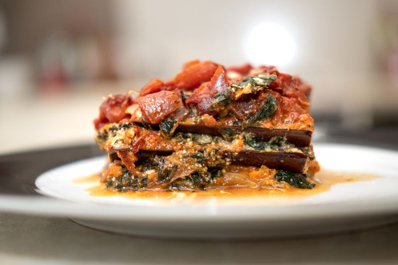 Eggplant Lasagna with Ricotta and Spinach