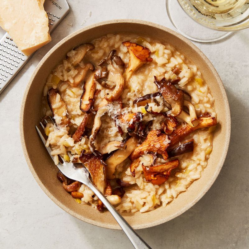 Oven Risotto With Crispy Roasted Mushrooms