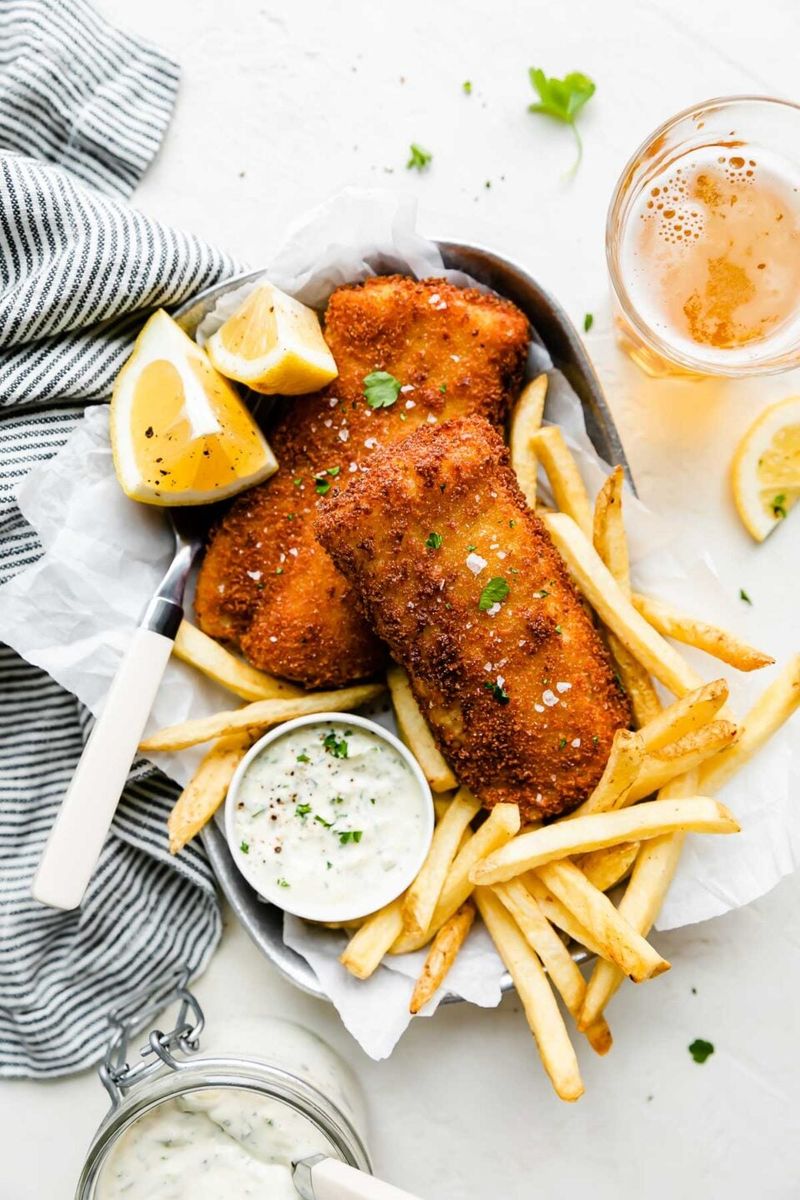 Crispy Baked Fish with Lemon and Tartar Sauce