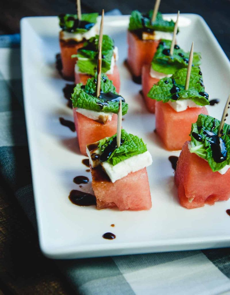 Watermelon Feta Mint Skewers