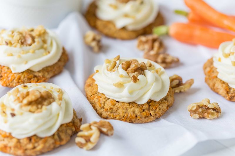 Carrot Cake Cookies with Cream Cheese Drizzle