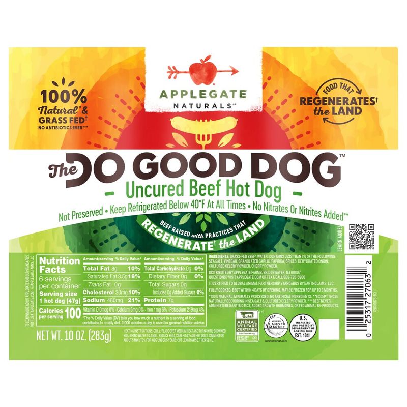 Applegate The Do Good Dog Beef Hot Dog