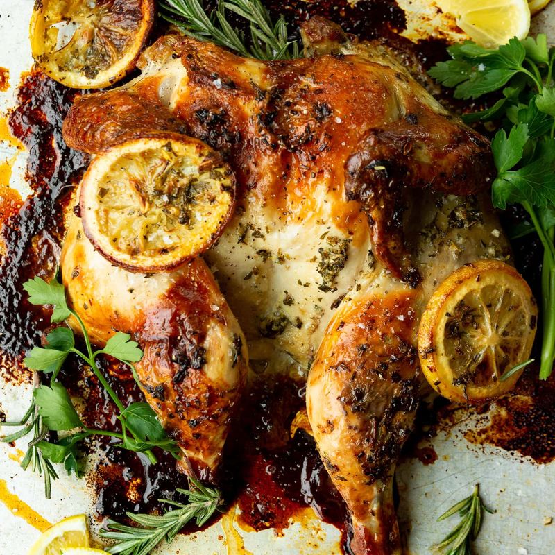 Lemon Garlic Spatchcock Chicken