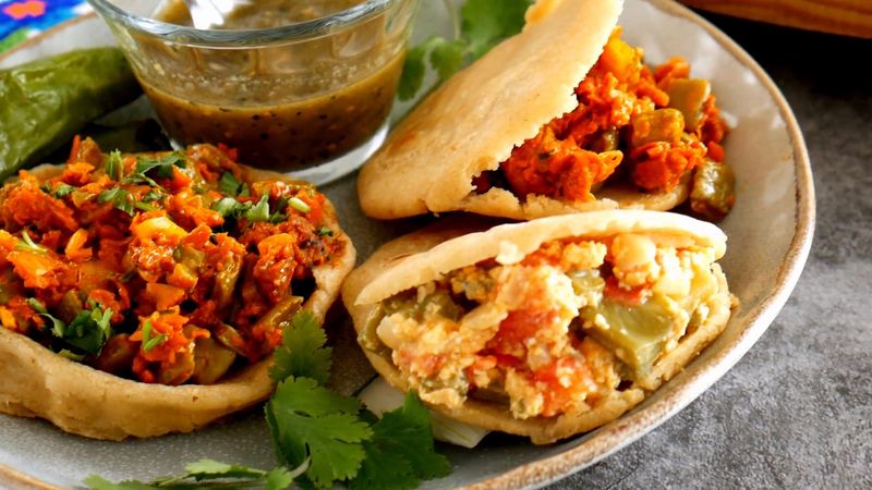 Breakfast Gorditas with Eggs and Rajas