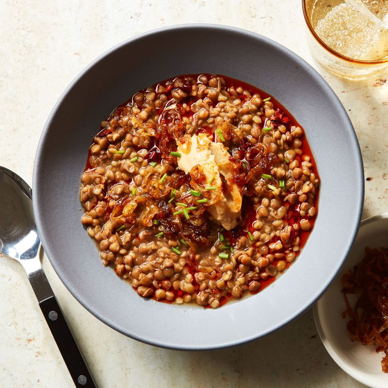 Warm Lentils With Caramelized Onions
