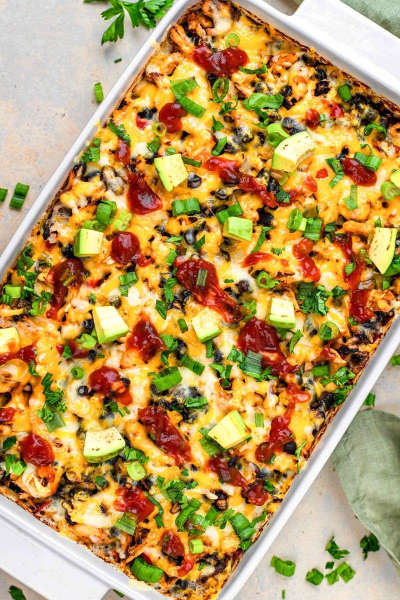 Chicken And Rice Burrito Bowl Casserole