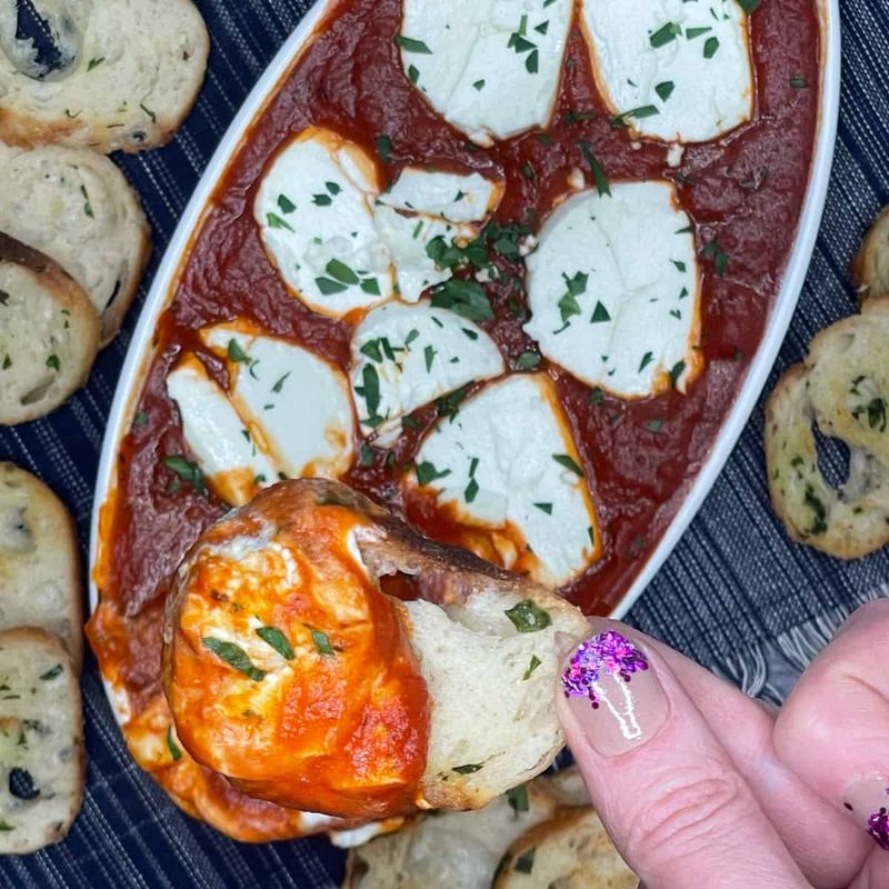 Two-Ingredient Baked Goat Cheese Marinara Dip