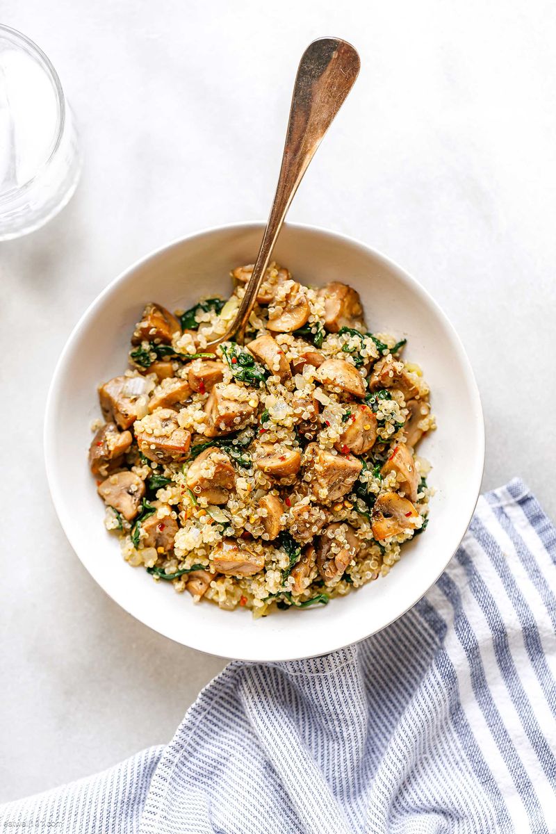 Spinach Mushroom Quinoa Skillet