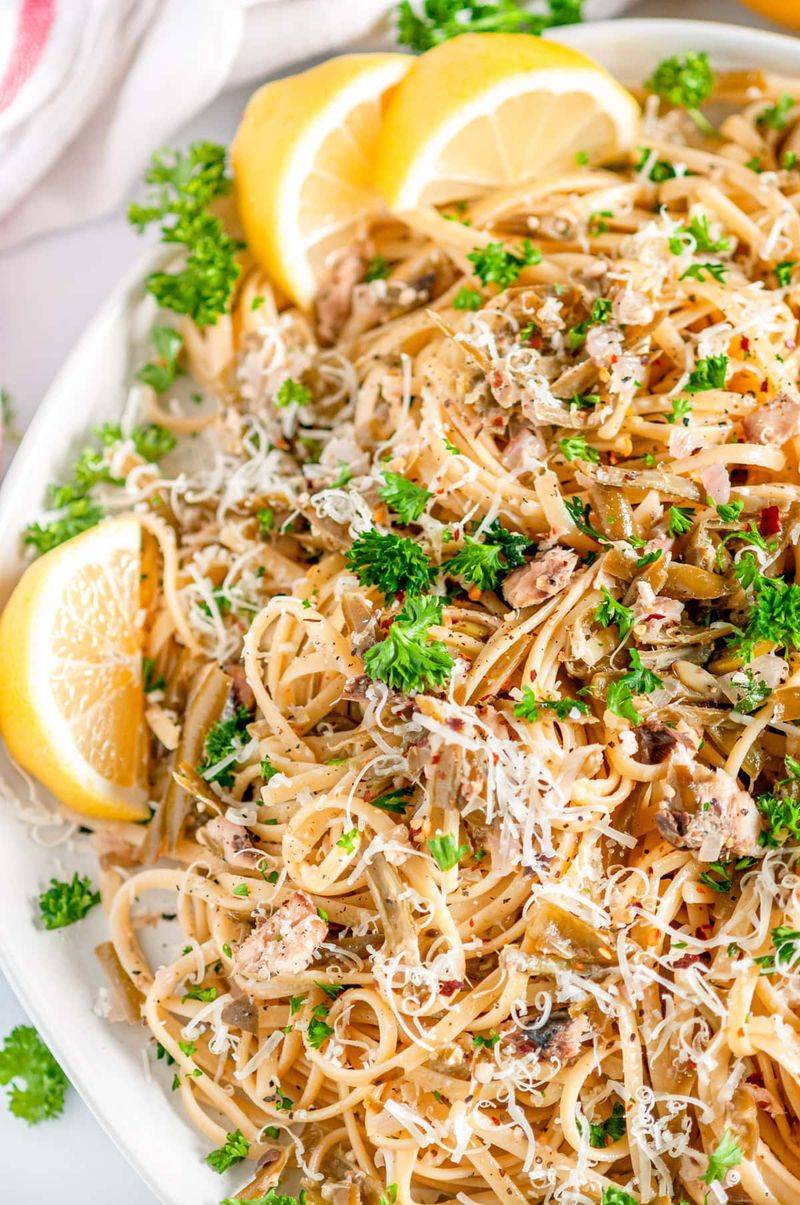 Lemon Garlic Tuna Pasta