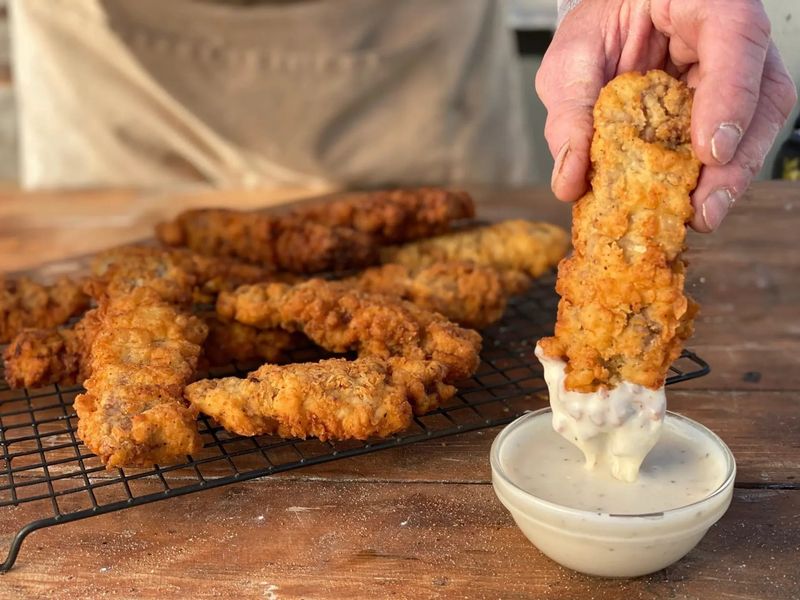 Wyoming: Fried Bison Steak Fingers