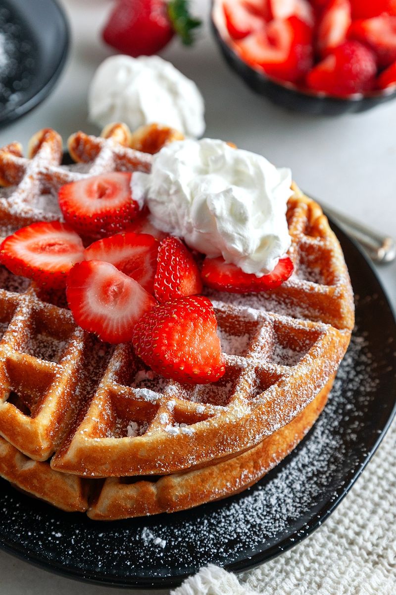 Waffles with Strawberry Compote