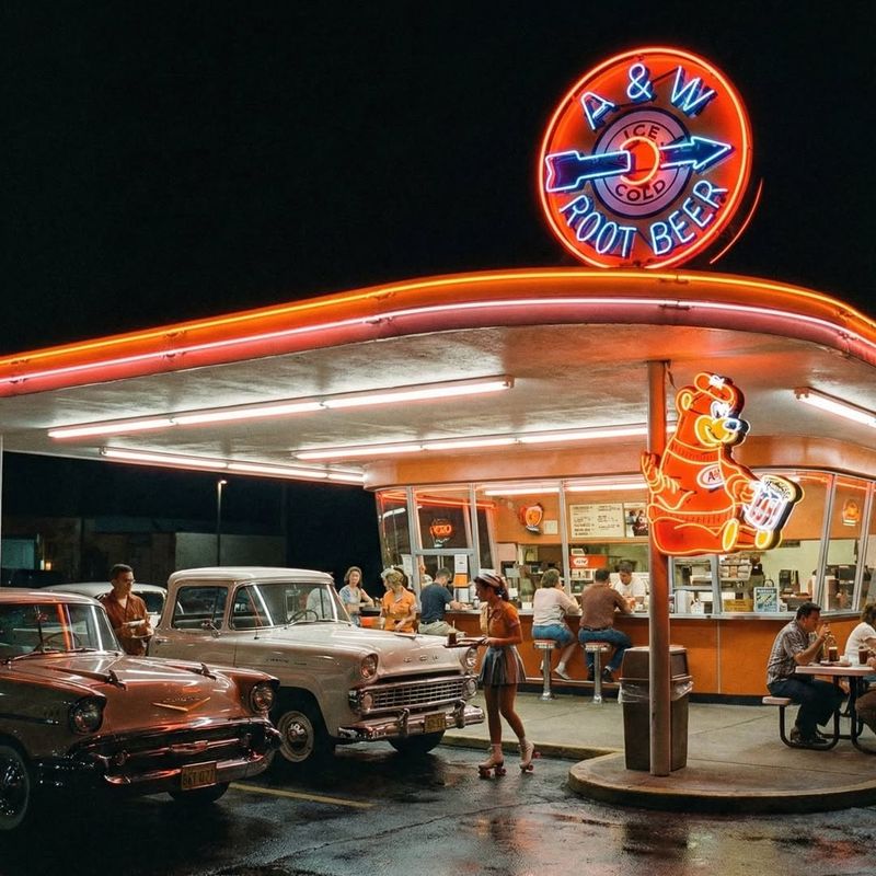 Root beer floats at old-school drive-ins
