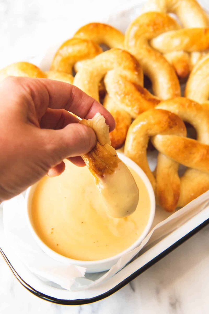 Soft pretzel with mustard