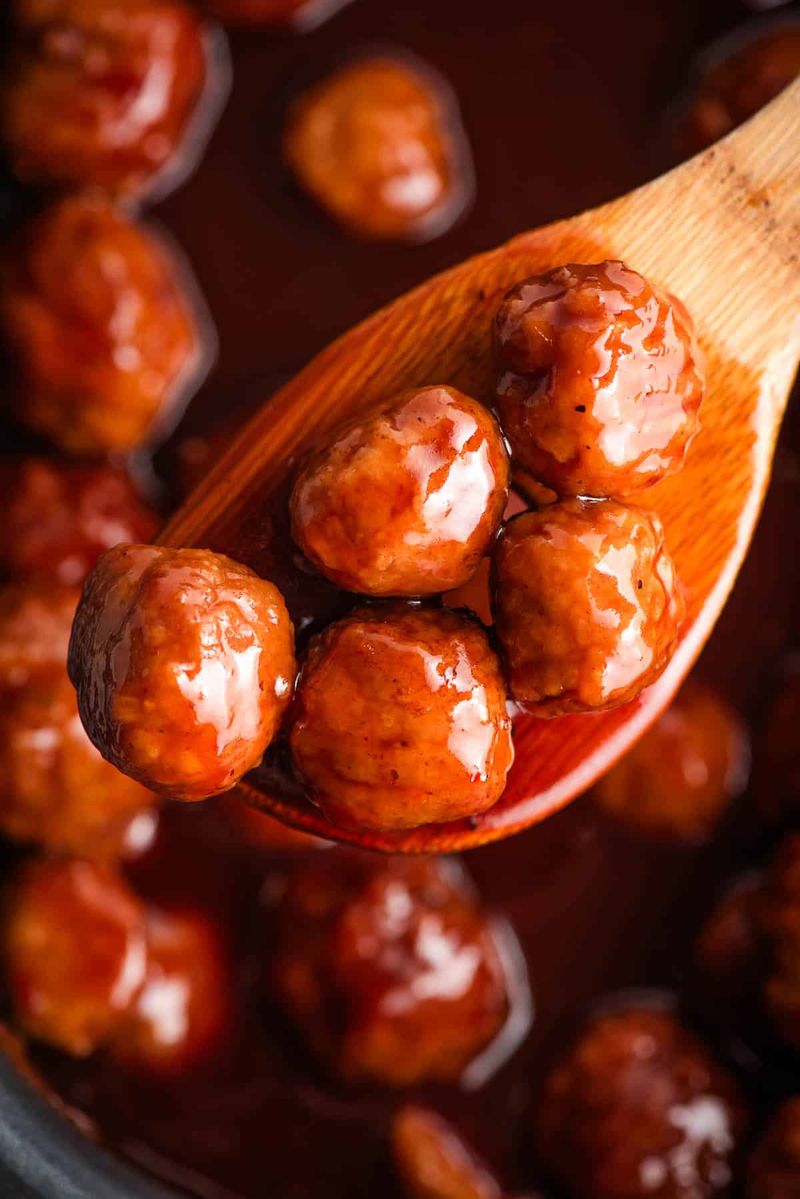 BBQ meatballs in a slow cooker style sauce