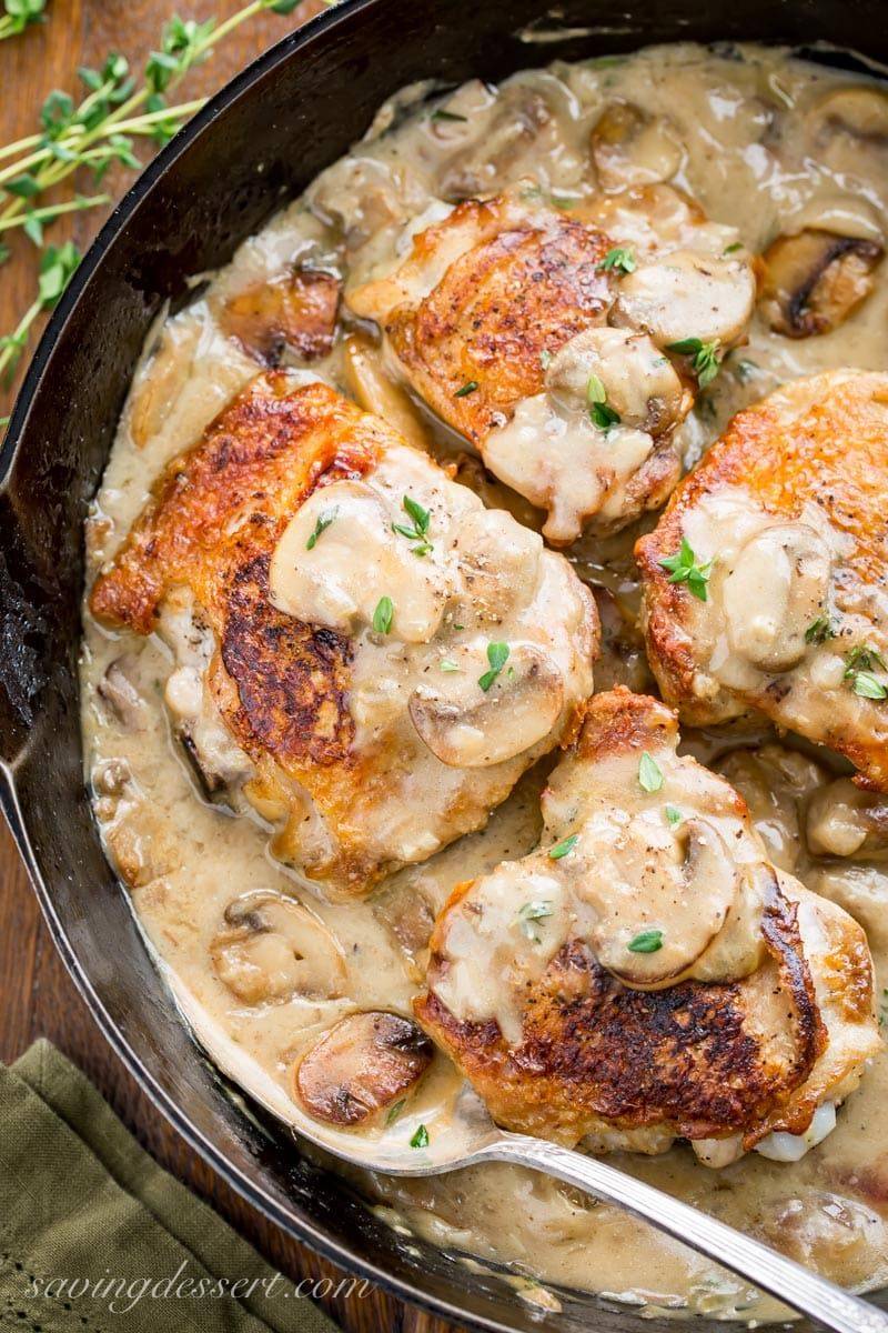 Creamy Mushroom Skillet Chicken Thighs
