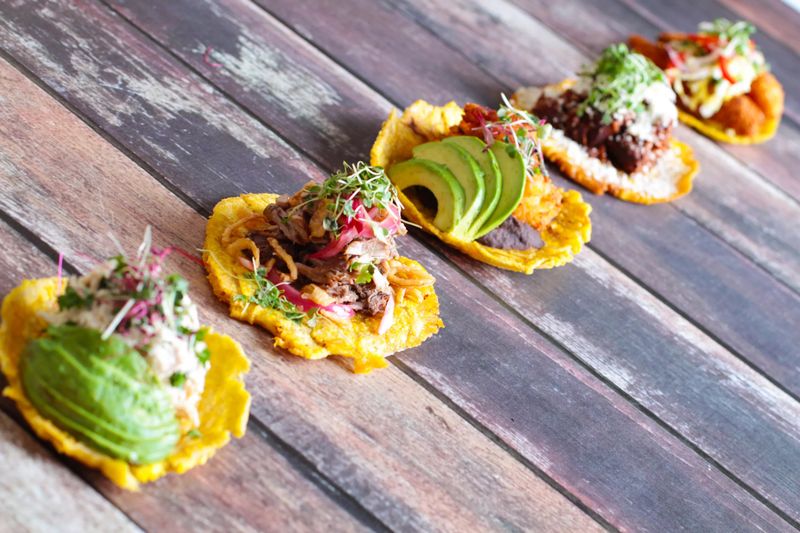 Plantain Tostones with Mojo (South Florida)