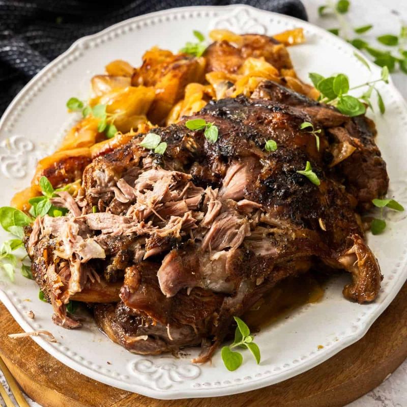 Slow-roasted lamb shoulder
