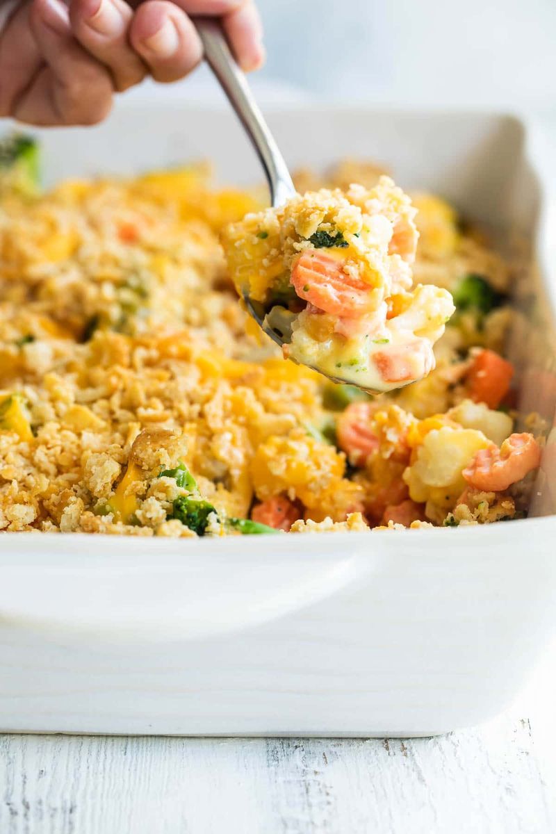 Cheesy Rice Casserole With Mixed Vegetables