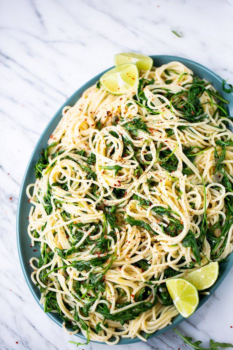 Pasta With Garlic, Kale, and Arugula