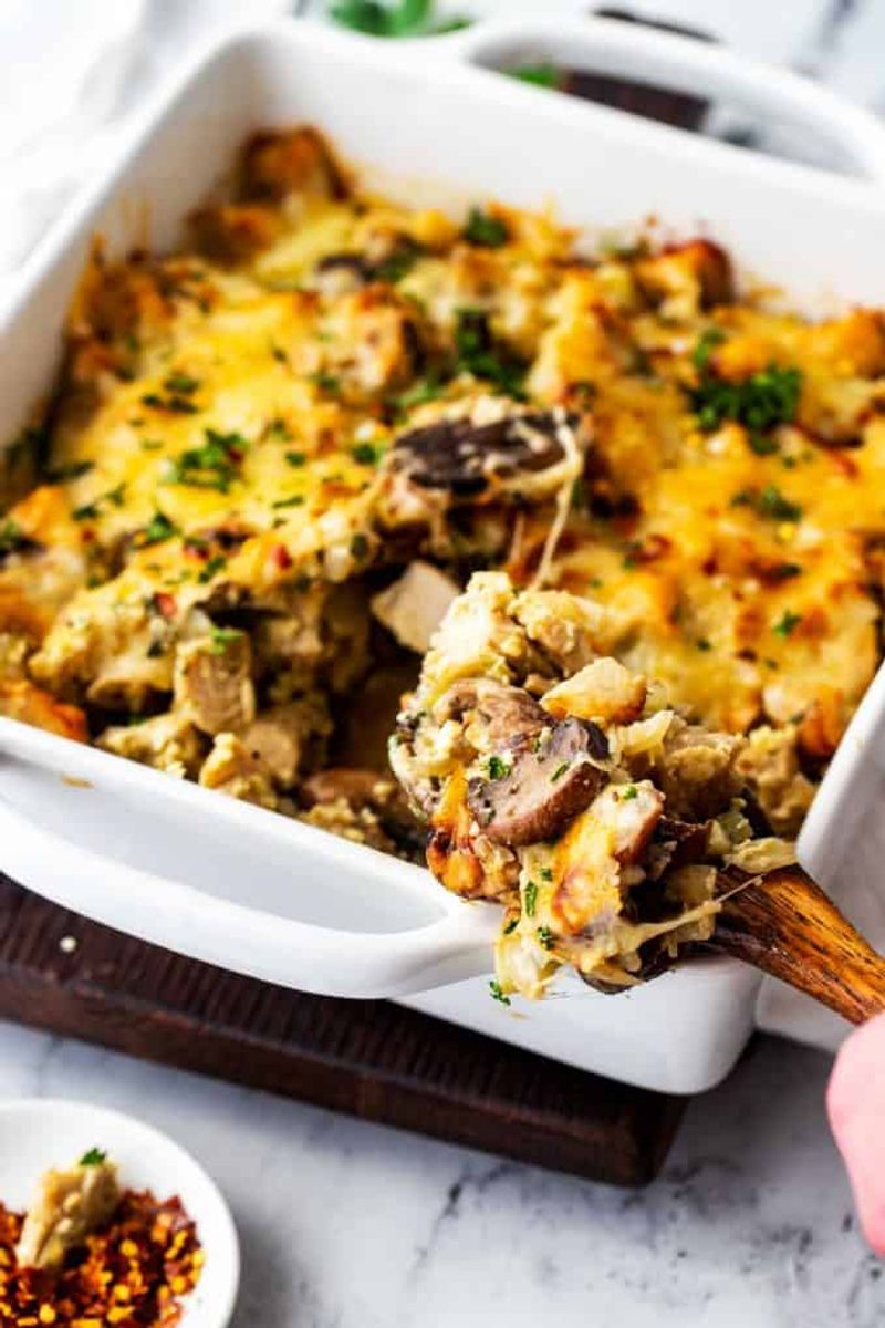 Mushroom And Swiss Turkey Bake
