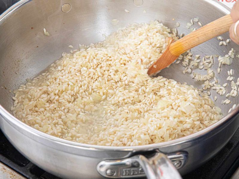 Constantly stirring risotto
