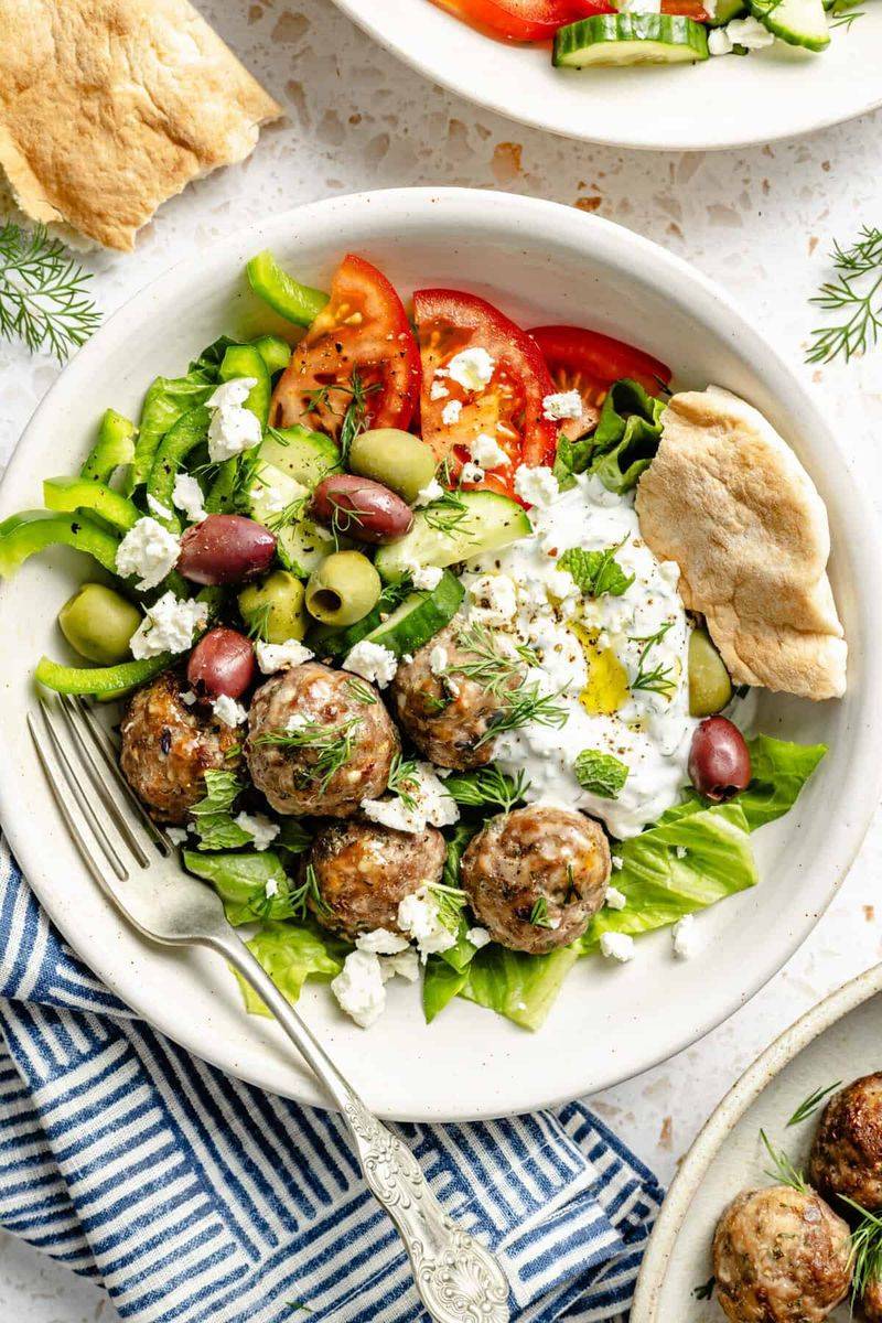 Greek Turkey Meatballs with Tzatziki