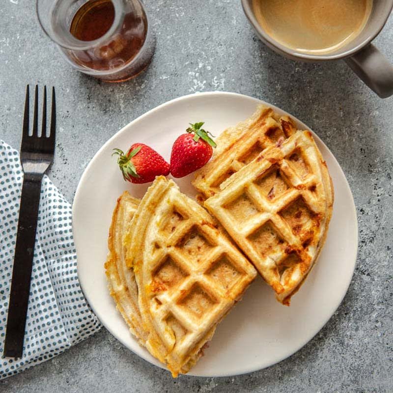 Ham and Cheddar Waffles