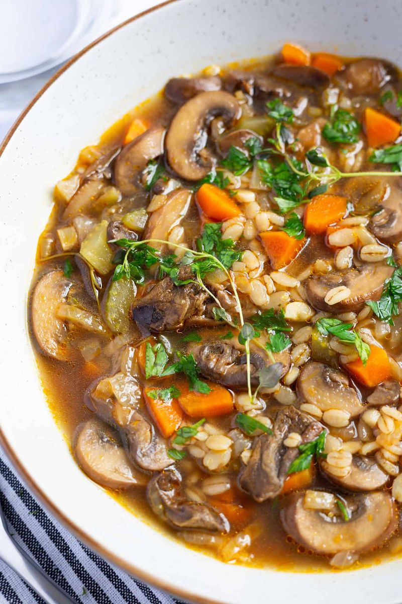 Mushroom Barley Soup with Thyme