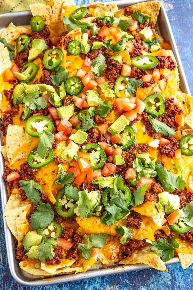 Tex-Mex Nachos with Melted Cheese and Jalapeños