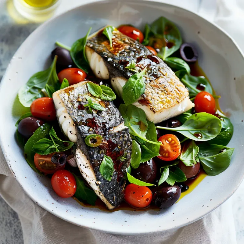 Seared Sea Bass with Olive Tapenade